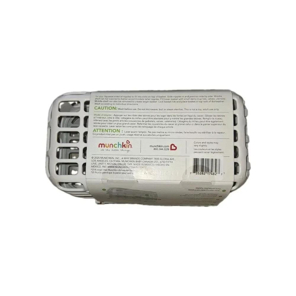 Munchkin High Capacity Dishwasher Basket White & Gray, 25% LARGER, BPA Free, NEW